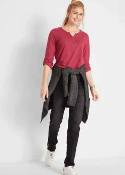 Baumwoll-Henleyshirt mit Knopfleiste|bonprix New
