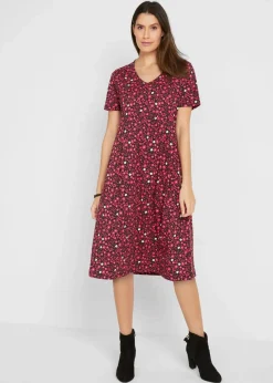 Baumwoll-Jerseykleid, Midilänge|bonprix