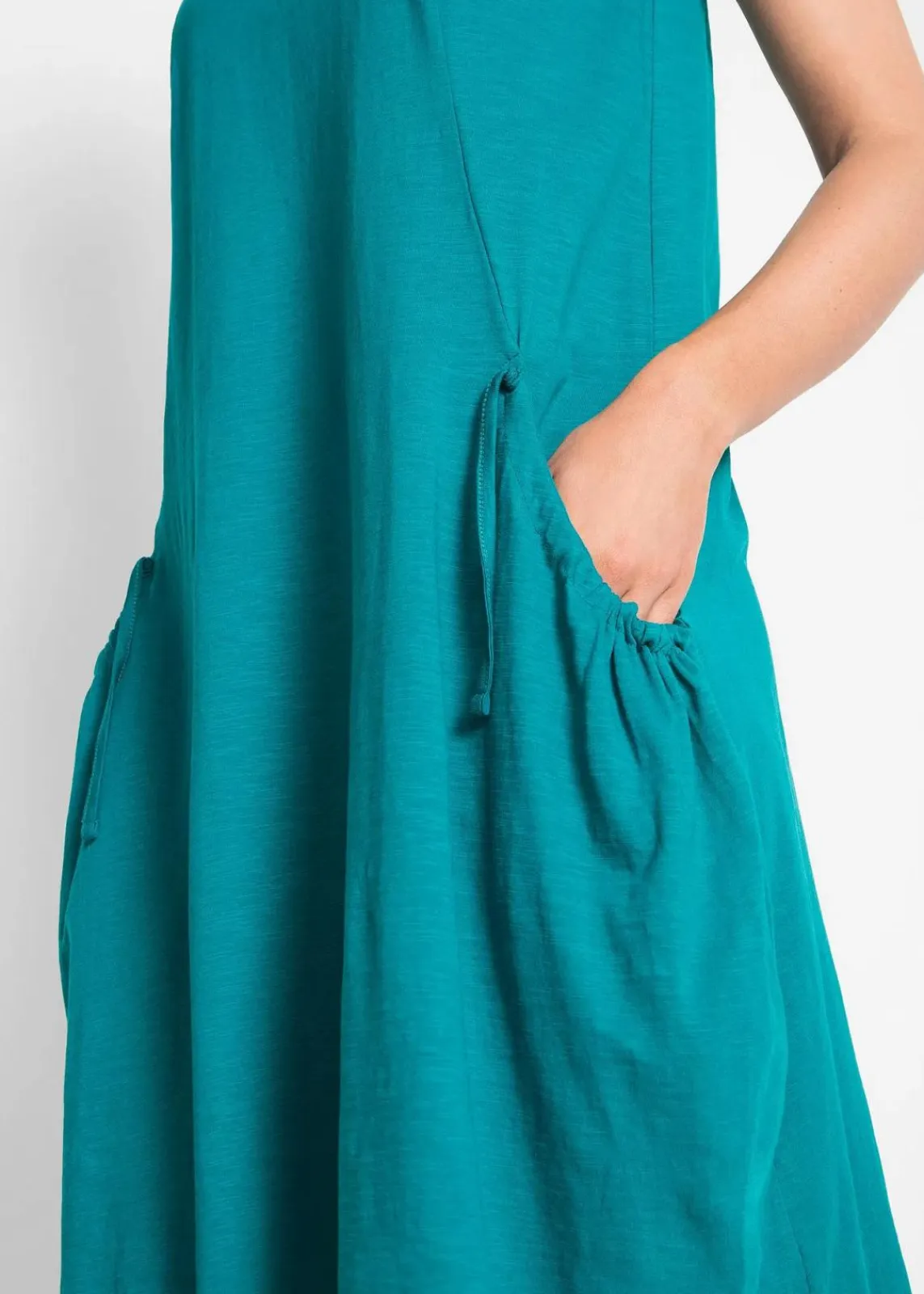 bonprix Kleider|Bekleidung·Pullover & Strickjacken|Baumwoll-Jerseykleid mit Taschen kobalttürkis