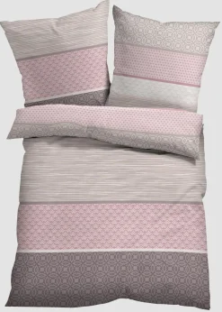 bonprix Bettwäsche|Baumwollmix-Bettwäsche rosa/taupe