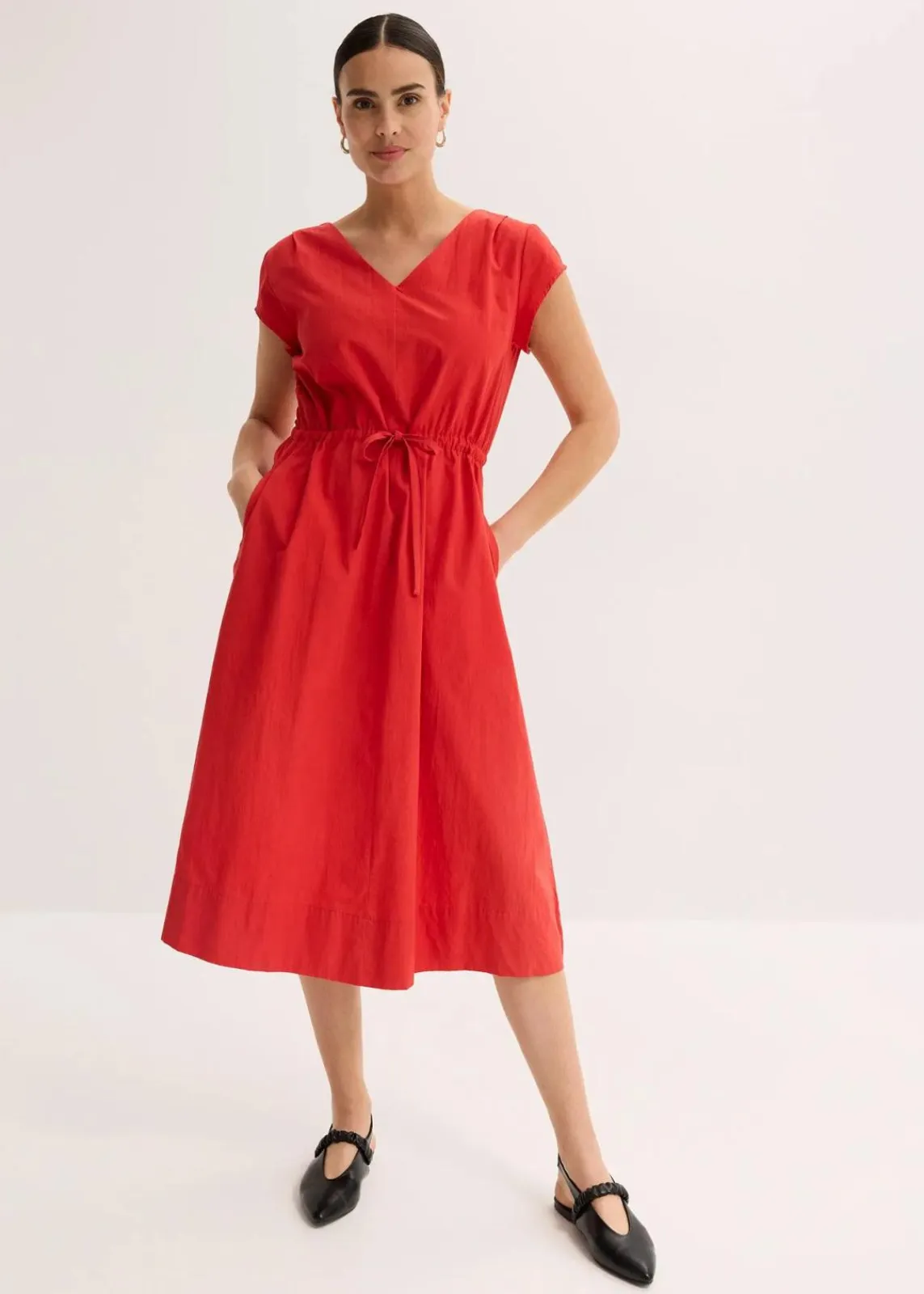 Baumwoll-Popeline Kleid mit variablem Zugband|bonprix Sale