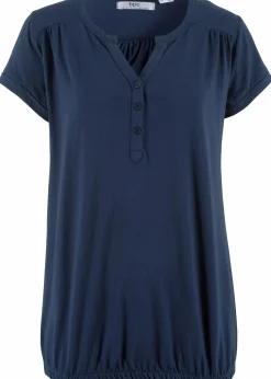 bonprix Shirts & Tops|Baumwoll-Shirt, Kurzarm dunkelblau