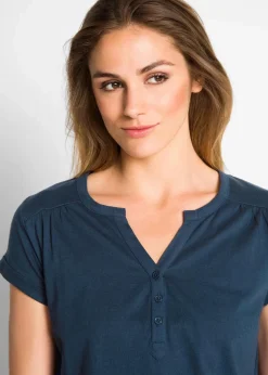 bonprix Shirts & Tops|Baumwoll-Shirt, Kurzarm dunkelblau
