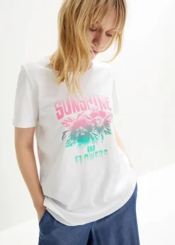 Baumwoll-Shirt mit Druck, Kurzarm|bonprix Online