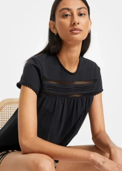 Baumwoll-Shirt mit Spitze|bonprix Clearance