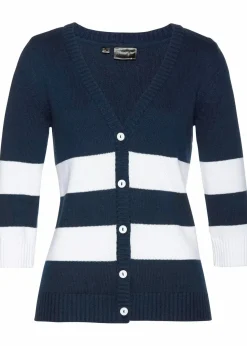Baumwollstrickjacke mit Streifen|bonprix Clearance