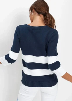 Baumwollstrickjacke mit Streifen|bonprix Clearance
