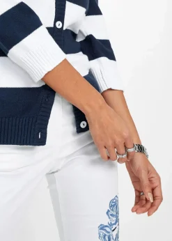 Baumwollstrickjacke mit Streifen|bonprix Clearance