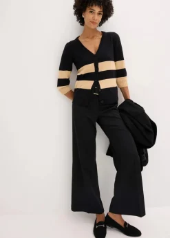Baumwollstrickjacke mit Streifen|bonprix Hot