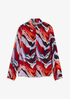 bonprix Bekleidung·Jacken & Mäntel|Nachhaltigere Materialien|bedruckte Bluse lila/schwarz/rot bedruckt