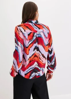 bonprix Bekleidung·Jacken & Mäntel|Nachhaltigere Materialien|bedruckte Bluse lila/schwarz/rot bedruckt