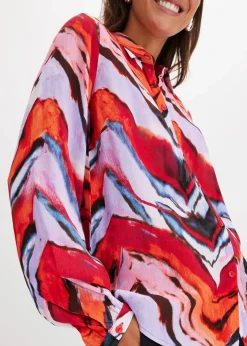 bonprix Bekleidung·Jacken & Mäntel|Nachhaltigere Materialien|bedruckte Bluse lila/schwarz/rot bedruckt