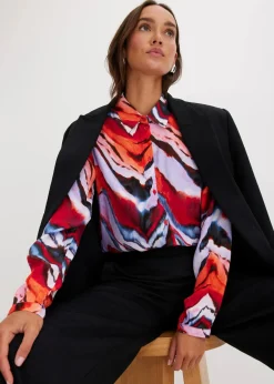 bonprix Bekleidung·Jacken & Mäntel|Nachhaltigere Materialien|bedruckte Bluse lila/schwarz/rot bedruckt