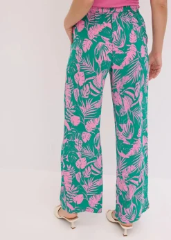 bonprix Bekleidung·Kleider|Hosen|bedruckte Hose lilapink/grün floral