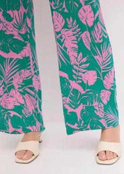bonprix Bekleidung·Kleider|Hosen|bedruckte Hose lilapink/grün floral
