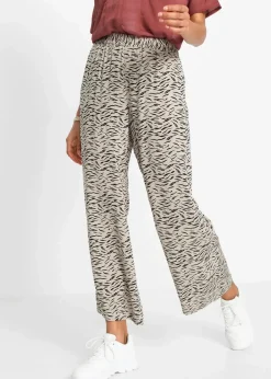 bonprix Bekleidung·Kleider|Hosen|Bedruckte Palazzo-Hose sand/schwarz zebra bedruckt
