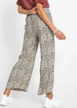 bonprix Bekleidung·Kleider|Hosen|Bedruckte Palazzo-Hose sand/schwarz zebra bedruckt
