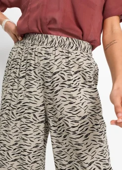 bonprix Bekleidung·Kleider|Hosen|Bedruckte Palazzo-Hose sand/schwarz zebra bedruckt