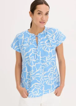 bonprix Bekleidung·Jacken & Mäntel|Blusen & Tuniken|bedruckte Tunikabluse blau/weiß bedruckt