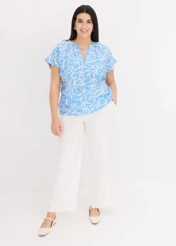 bonprix Bekleidung·Jacken & Mäntel|Blusen & Tuniken|bedruckte Tunikabluse blau/weiß bedruckt