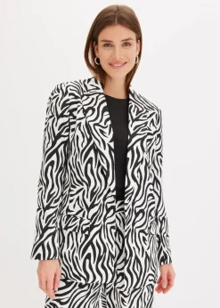 bonprix Zweiteiler & Sets|Blazer|bedruckter Blazer wollweiß/schwarz zebra bedruckt
