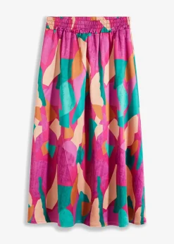 bonprix Bekleidung·Sportbekleidung|Röcke|bedruckter Satin-Rock pink/petrol bedruckt