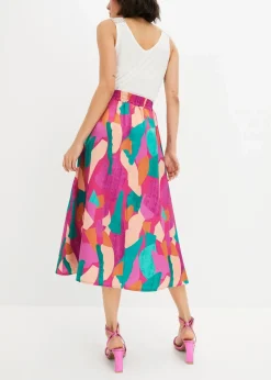 bonprix Bekleidung·Sportbekleidung|Röcke|bedruckter Satin-Rock pink/petrol bedruckt