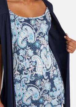 bonprix Shirts & Tops|Nachhaltigere Materialien|Bedrucktes 2in1 Shirt mit Rundhals dunkelblau paisley