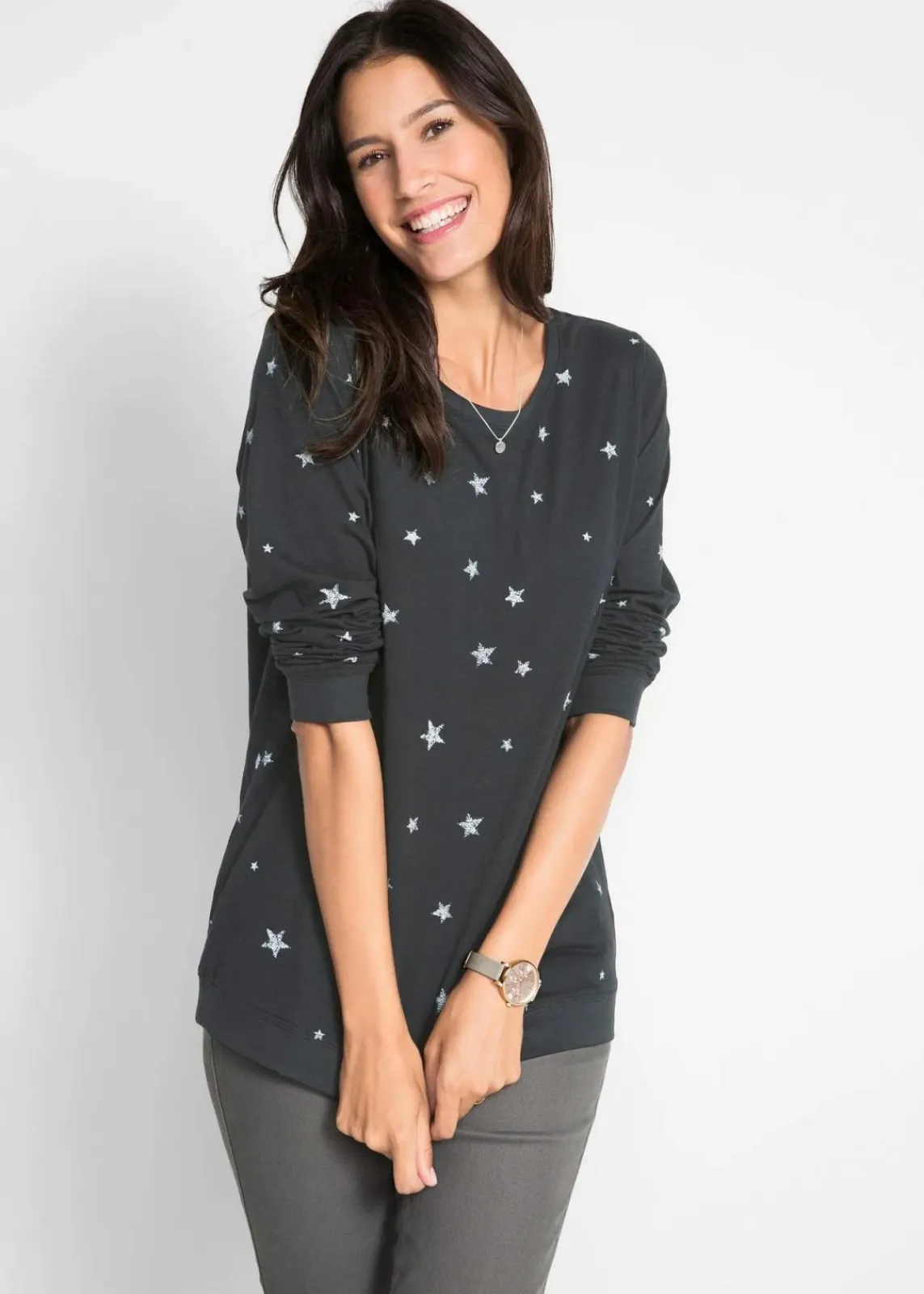 Bedrucktes Langarmshirt aus Baumwolle|bonprix Clearance