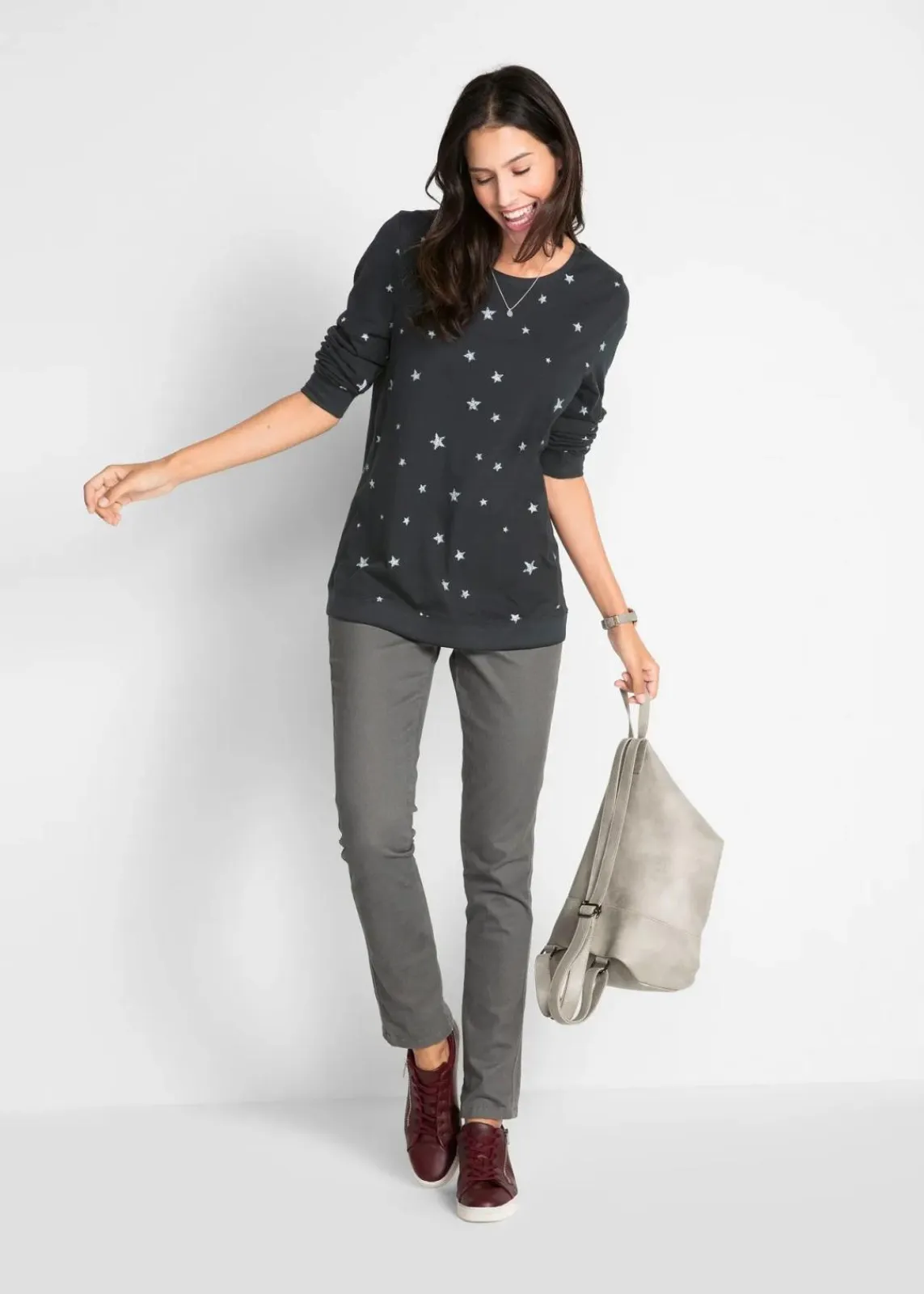 Bedrucktes Langarmshirt aus Baumwolle|bonprix Clearance