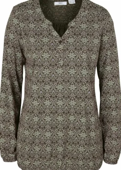 Bedrucktes Langarmshirt mit Henley-Kragen|bonprix