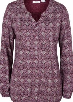 Bedrucktes Langarmshirt mit Henley-Kragen|bonprix Online