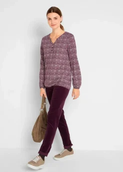 Bedrucktes Langarmshirt mit Henley-Kragen|bonprix Online