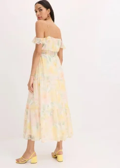 bonprix Bekleidung·Pullover & Strickjacken|Kleider|bedrucktes Maxikleid hellgelb floral