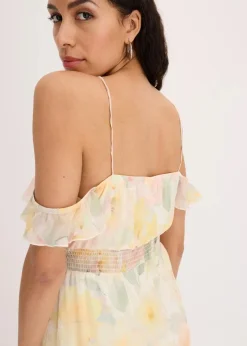 bonprix Bekleidung·Pullover & Strickjacken|Kleider|bedrucktes Maxikleid hellgelb floral