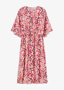 bonprix Kleider|bedrucktes Midikleid aus Viskose-Mix pink floral