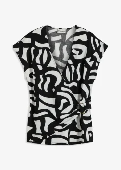 bonprix Zweiteiler & Sets|Shirts & Tops|bedrucktes Shirt schwarz/wollweiß graphisch bedruckt