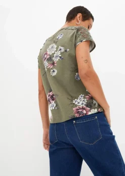 Bedrucktes Shirt mit Spitze|bonprix Clearance