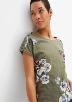 Bedrucktes Shirt mit Spitze|bonprix Clearance