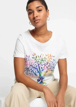 bonprix Nachhaltigere Materialien|Shirts & Tops|Bedrucktes T-Shirt aus Bio-Baumwolle weiß bedruckt