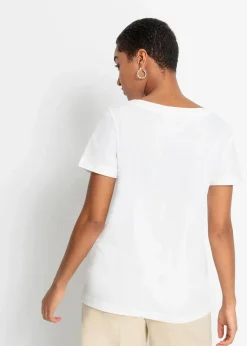 bonprix Nachhaltigere Materialien|Shirts & Tops|Bedrucktes T-Shirt aus Bio-Baumwolle weiß bedruckt