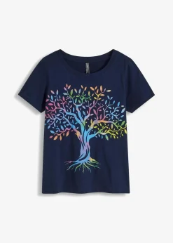 bonprix Shirts & Tops|Nachhaltigere Materialien|Bedrucktes T-Shirt aus Bio-Baumwolle dunkelblau