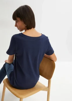 bonprix Shirts & Tops|Nachhaltigere Materialien|Bedrucktes T-Shirt aus Bio-Baumwolle dunkelblau