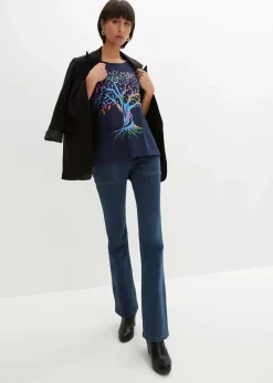 bonprix Shirts & Tops|Nachhaltigere Materialien|Bedrucktes T-Shirt aus Bio-Baumwolle dunkelblau