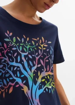 bonprix Shirts & Tops|Nachhaltigere Materialien|Bedrucktes T-Shirt aus Bio-Baumwolle dunkelblau