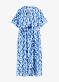 bonprix Bekleidung·Pullover & Strickjacken|Kleider|bedrucktes Tunika-Kleid blau bedruckt