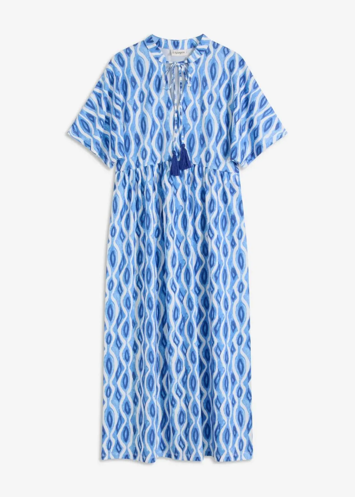 bonprix Bekleidung·Pullover & Strickjacken|Kleider|bedrucktes Tunika-Kleid blau bedruckt