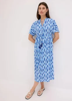 bonprix Bekleidung·Pullover & Strickjacken|Kleider|bedrucktes Tunika-Kleid blau bedruckt