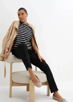 bonprix Bekleidung·Kleider|Hosen|Bengalin-Stretch-Hose mit Bequembund, Straight schwarz