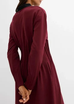 bonprix Bekleidung·Pullover & Strickjacken|Kleider|Bequemes Kleid mit Zierfalten aus Viskose-Mix ahornrot